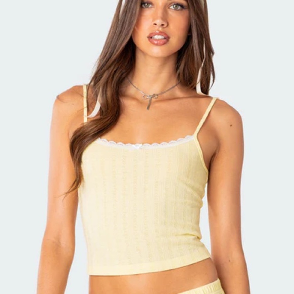 Edikted yellow Lace Trim Cami Top